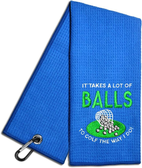It Takes A Lot Embroidered Golf Towel, Funny Golf Accessories for Men Women, Gift for Golfer