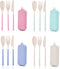Reusable Utensils Set With Case, 4 Sets Collapsible Travel Cutlery Set for Adult Travel, Picnic, Camping or Birthday Use