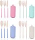 Reusable Utensils Set With Case, 4 Sets Collapsible Travel Cutlery Set for Adult Travel, Picnic, Camping or Birthday Use