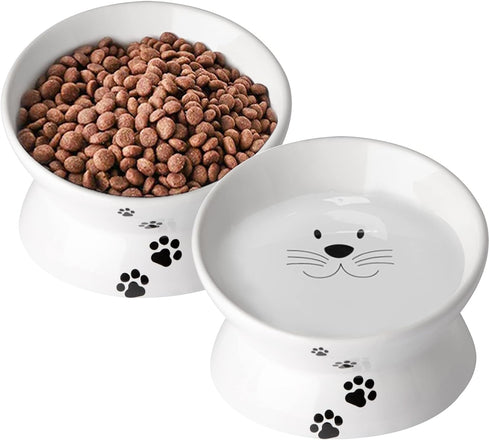 Cat Food Bowls, 10 OZ Elevated Bowls for Cats and Small Dogs, Tilted Feeder with Raised Stand, 1pcs