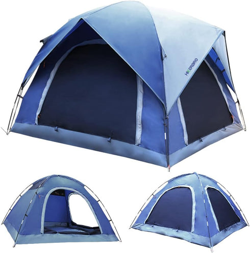 HIKERBRO 3 Person Camping Tent, Small Dome Tent with 2 Upgraded Doors & Half Mesh Ceiling, Waterproof for 2/3/4 Person