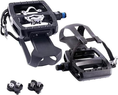 ZERAY Spin Bike Pedals - Dual Platform Indoor Cycling Pedals with Clips and Straps
