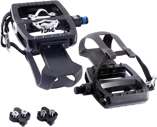 ZERAY Spin Bike Pedals - Dual Platform Indoor Cycling Pedals with Clips and Straps