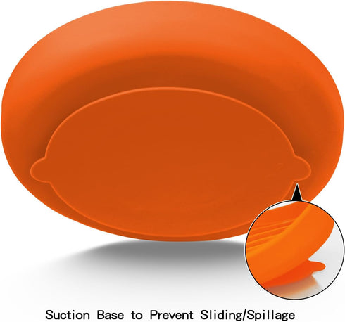 Slow Feeder Dog Bowls, Silicone Food Bowl Anti-Gulping, Puppy Slow Feeder with Suction Cups, Dishwasher Safe, Orange