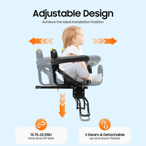 Pyroarle Portable Bicycle Front Mounted Baby Seat, Child Carrier Bike Chair for Bicycle Kids Seat for Children, Toddler