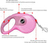 Secfanya Retractable Dog Leashes, Pet Leash Dog Lead for Small Medium Large Dog up to 33lbs, Anti-Slip Handle, One-Handed Brake, Pause, Lock, Nylon Ribbon Pink