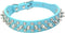 Dogs Kingdom Soft Leather Mushrooms Rivet and Spikes Studded Adjustable Buckle Pet Puppy Dog Collar, 10"-24" Length