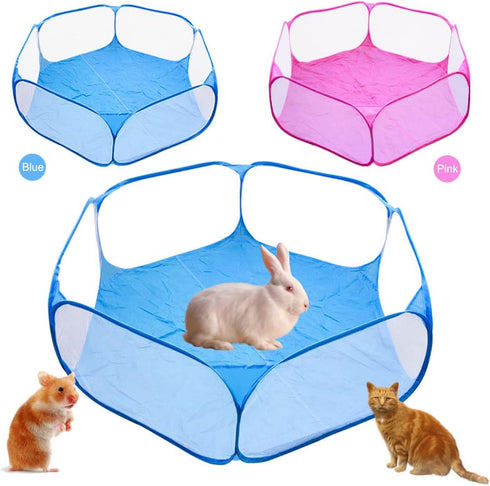 Chinchilla Guinea Pig Playpen Rabbit Cage Breathable & Transparent Small Animal Cage, Pop Open Outdoor/Indoor Exercise