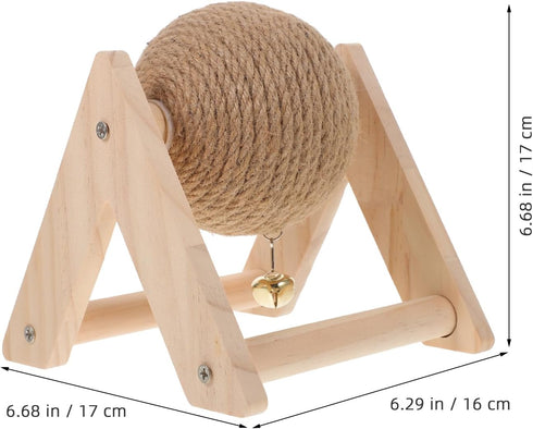 ABOOFAN Cat Scratcher Toy - Sisal Ball Interactive Rotatable Wood Pet Scratcher for Indoor Kitties