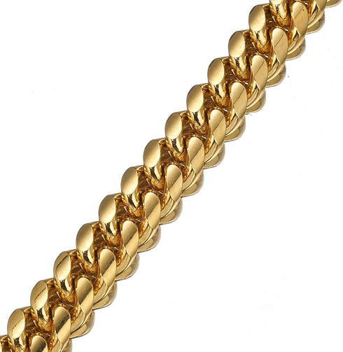 18K Gold Plated Dog Chain Collar, Stainless Steel Cuban Link Choke Collar for Dog's Training, Daily Use (15mm, 14'')
