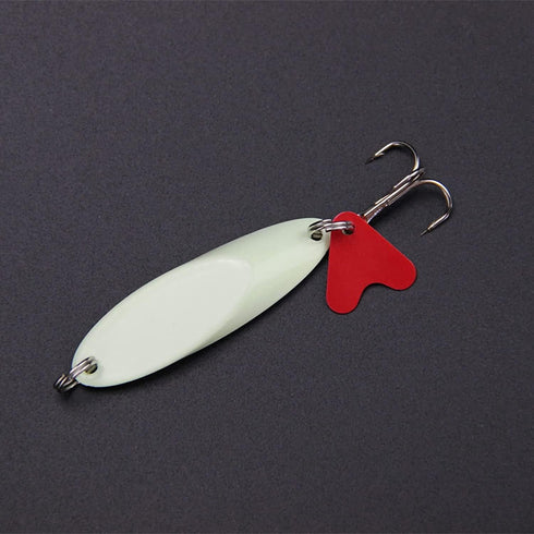 Elyrav Fishing Spoon Lures Glow Spoons Jigging Bait with Sharp Treble Hooks Luminous Metal Lures Casting Spoons Spinner