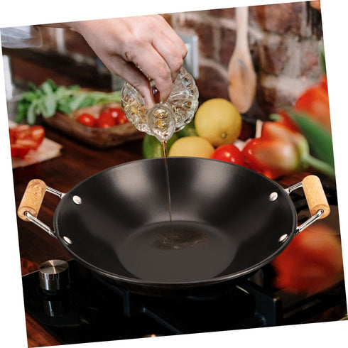 2Pcs Alipis Hot Pot Cooking Pot Household Kitchen Cookware with Wooden Handles Lightweight and Design for Home Cooking