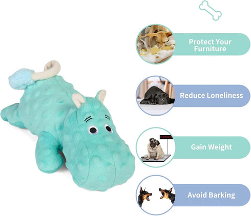Cute Stuffed Hippo Dog Toys - Squeaky Plush Toys for Large Breed, Chew Toys for Small, Medium, Large Dogs