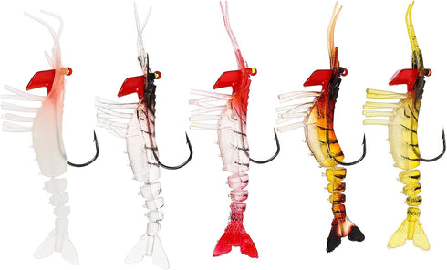 Beaupretty 5pcs Artificial Fishing Lures Soft Simulated Shrimp Baits PVC Soft Lures