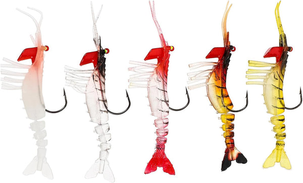 Beaupretty 5pcs Artificial Fishing Lures Soft Simulated Shrimp Baits PVC Soft Lures