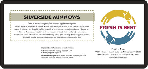 Fresh Is Best - Freeze Dried Healthy Raw Meat Treats for Dogs & Cats - Silverside Minnows