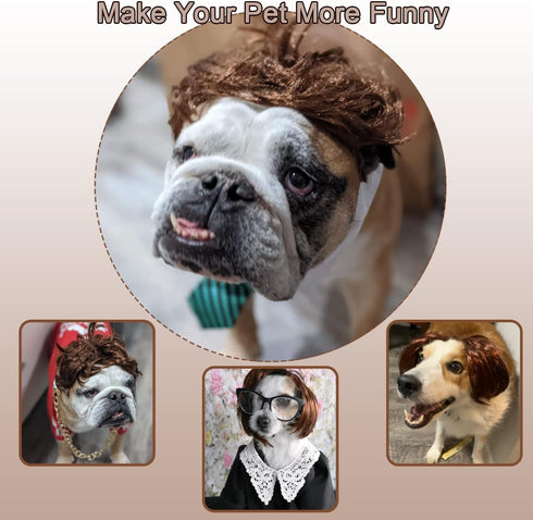 Dog Wig Pet Costumes - Cat Costume Synthetic Accessories for Small Dogs, Halloween & Christmas Party Decor