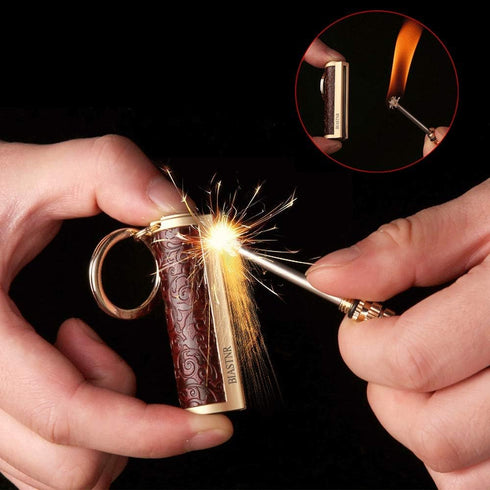 Permanent Match Keychain Matchstick Fire Starter Immortal Lighter, Refillable Flint Match Stick for Outdoor Camping,