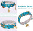 PetsHome Adjustable Cat Dog Collar, Bling Rhinestones PU Leather with Luxury Pendant for Extra Small Blue