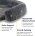 Codi Dog Bed for Couch, Dark Grey, Calming Anti-Anxiety Bed for X-Large Dogs, Fluffy Plush with Removable Washable
