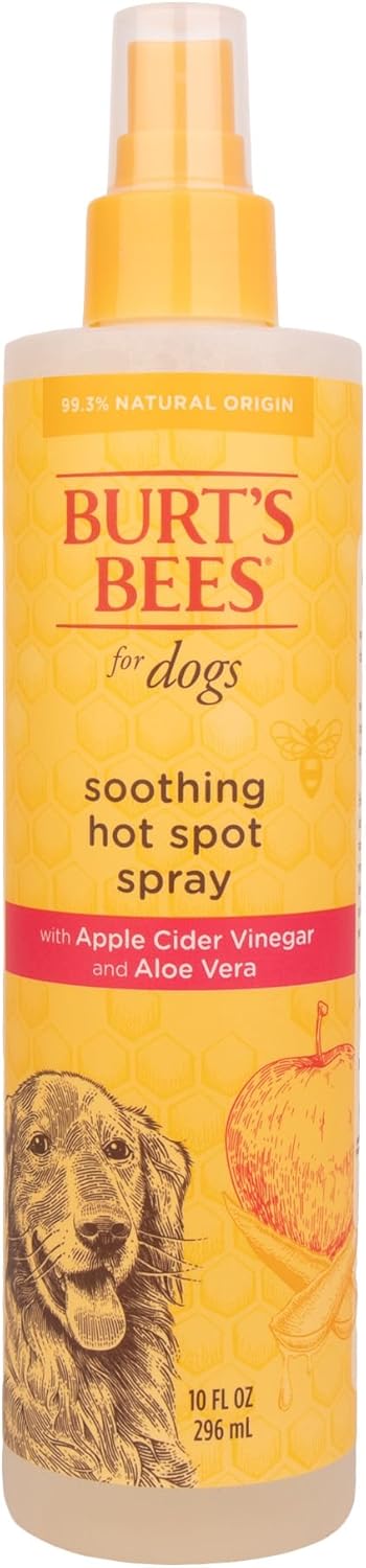 Burt's Bees for Pets Naturally Derived Hot Spot Spray for Dogs - Relieves & Soothes Dog Hot Spots - Made with Apple Cider Vinegar & Aloe Vera - Cruelty Free, 10 Oz - 2 Pack