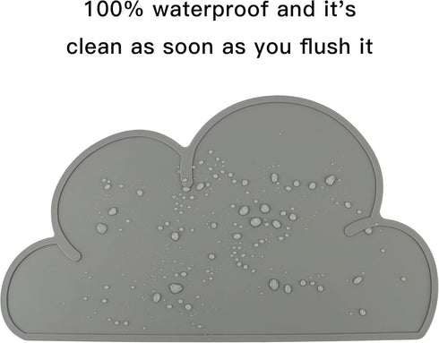 DesignSter Pet Food Mats, Anti-Slip Waterproof Dog Cat Feeding Mat, Top Grade Cloud Silicone Pad (Dark Gray)