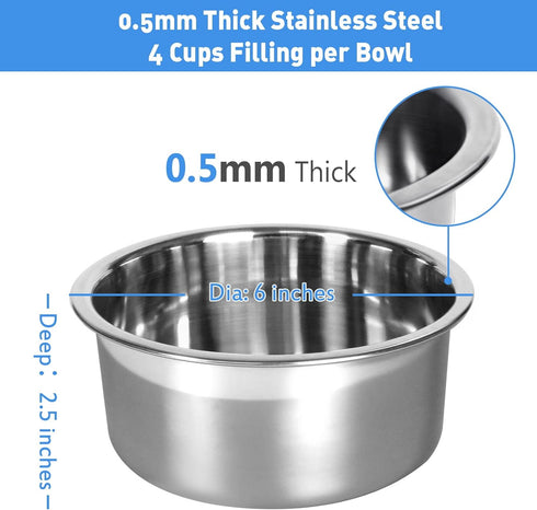Kennel Water Bowl, 2 Packs No Spill Hanging Cage Crate Bowl for Small Dog and Cat Feeder