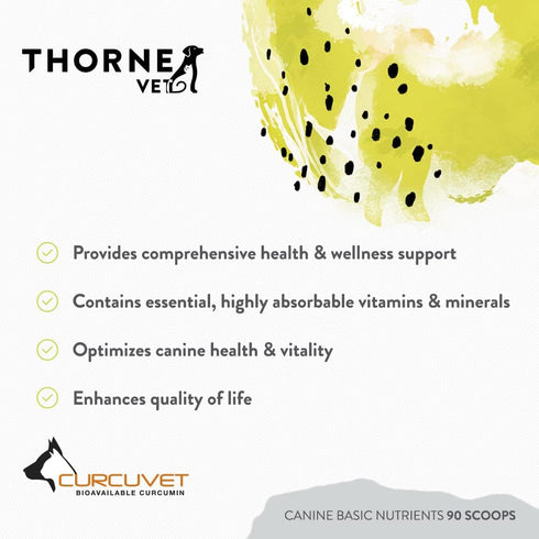 ThorneVet Canine Basic Nutrients Powder, Multivitamin Support for Dogs, 90 Scoops
