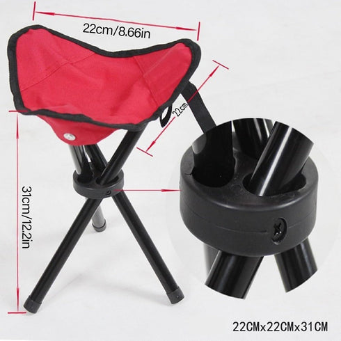 YUSHTPO 12in 3 Tripod Stool Portable Use Height Foldable Leg Chair for Hiking Camping Beach BBQ Travel Outdoor