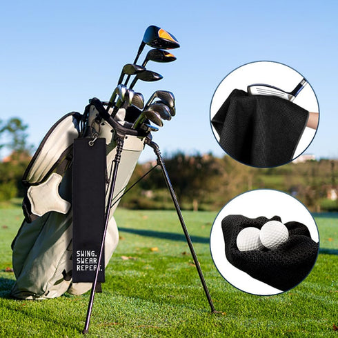 Swing Swear Repeat Embroidered Golf Towel, Funny Golf Towel for Golf Bag, Birthday Retirement Gift