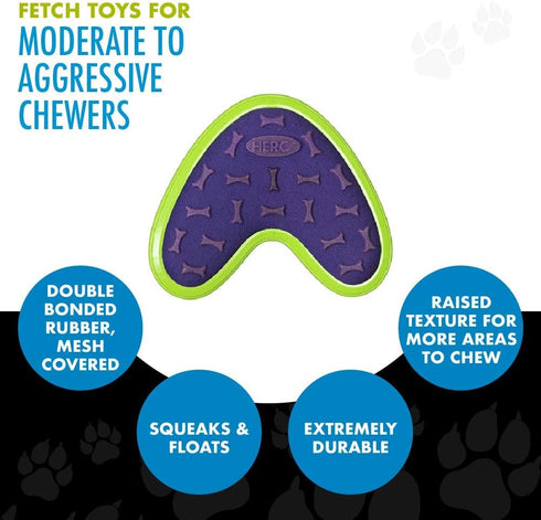 Hero Outer Armor Boomerang Dog Toy - Chew Toy for Medium to Large Dogs 45-65 lbs - Purple