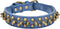 Mushrooms Spiked Rivet Studded Adjustable PU Leather Pet Collars - For Cats Puppy Dogs, A Blue