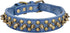 Mushrooms Spiked Rivet Studded Adjustable PU Leather Pet Collars - For Cats Puppy Dogs, A Blue