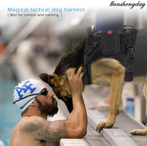 Tactical Dog Vest with Pouch, Training Molle Vest with Handle, K9 Military Dog Harness, No Pull Service Dog Vest XL