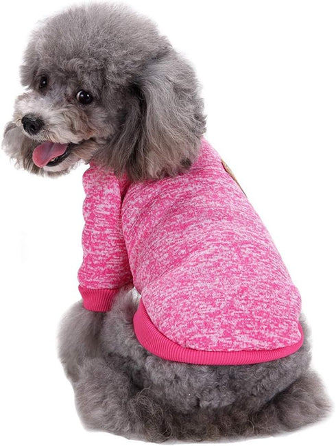 Pet Dog Classic Knitwear Sweater, Warm Winter Coat for Small Dogs (S, Rose)
