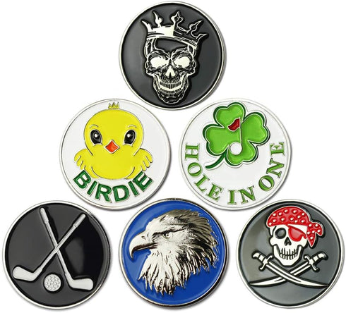 Golf Ball Markers Pack of 6, Golf Gifts, Golf Markers Clips