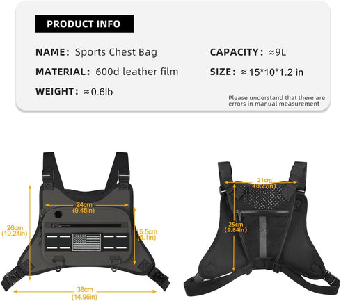 Sports Chest Bag for Men Women, Running Vest Bag with Built-in Phone Holder for Workouts, Ski, Cycling, Hiking,