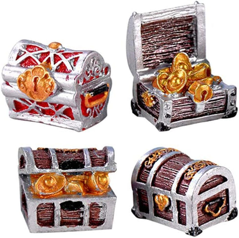 POPETPOP 4pcs Treasure Chest Ornament for Aquarium Fish Tank Home