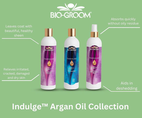 BIO-GROOM Indulge Argan Oil Dog Conditioner - No-Rinse Deshedding Bathing Supplies, 12 fl oz