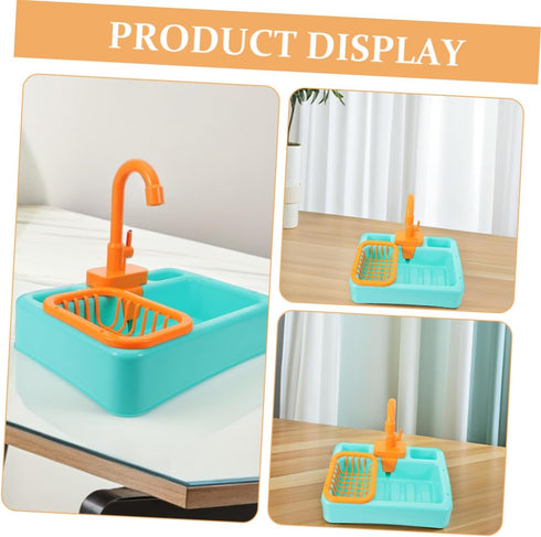 2pcs Mikikit Bird Bath Tub Toy with Automatic Water Cycle Lightweight Vegetable Washing Basin Fountain for Birds