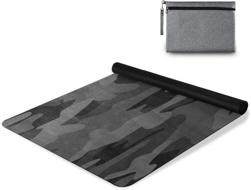 Yoga Mat in Charcoal Black Grey Camo, Eco-Friendly Non-Slip Portable Fitness Mat for Workouts
