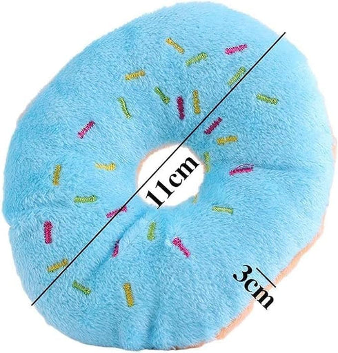 2 PCS Blue Donut Shape Plush Pet Toy - Lovely Squeaky Chew Toy with Chew Guard Technology for Dogs
