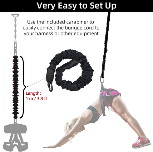 Cord,88-264Pounds 1* PRIOR FITNESS Premium Bungee Cord, Heavy Duty Bungee Fitness Resistance Cord Elastic Rope