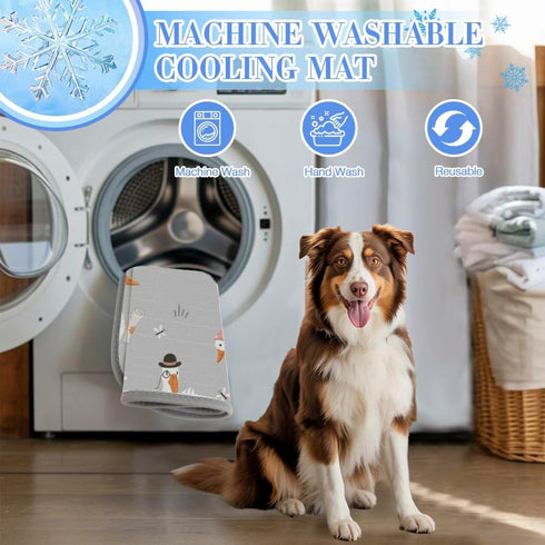 imiBBWQu Summer Summer 27" 22" Cooling Pad Cute Geese Hat White Grey Dog Mat Bed Washable Cooling Pet Pad Bed Mat Cat