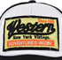 Vintage Half Mesh Baseball Cap, Washed Denim Trucker Hat with Embroidery Adjustable Unisex