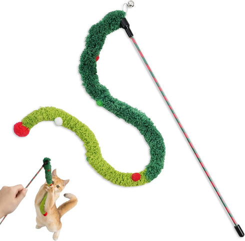 Conlun Cat Wand Toy - Interactive Teaser Wand with Plush Worm &