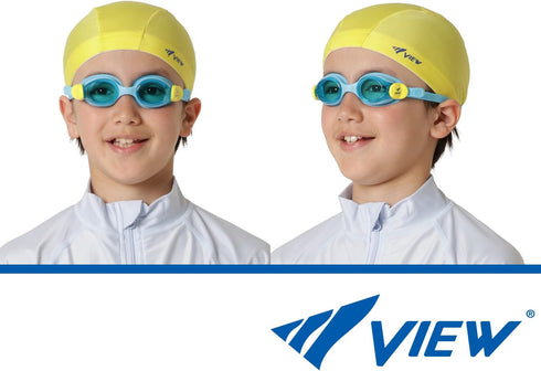 VIEW Swimming Gear V-430JA SWIPE Anti-Fog Junior Swim Goggles for Children Ages 3-5 (Aquamarine/Yellow)