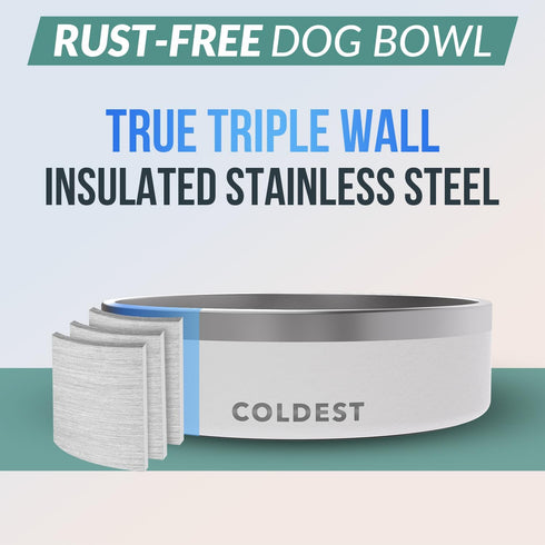 Coldest Dog Bowl - Large Anti Rust Metal & Non Slip Heavy Duty Insulated Dog Bowl for Food and Water