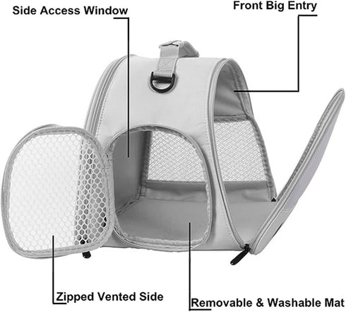 Guinea Pig Carrier Backpack, Clear Bubble Window for Guinea Pig, Bunny, Rat, Bird (Grey, Upgraded Mesh)