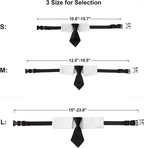 ADOGGYGO Adjustable Dog Neck Tie Collar with Black Necktie, Wedding Formal Tux Collars for Small Pets
